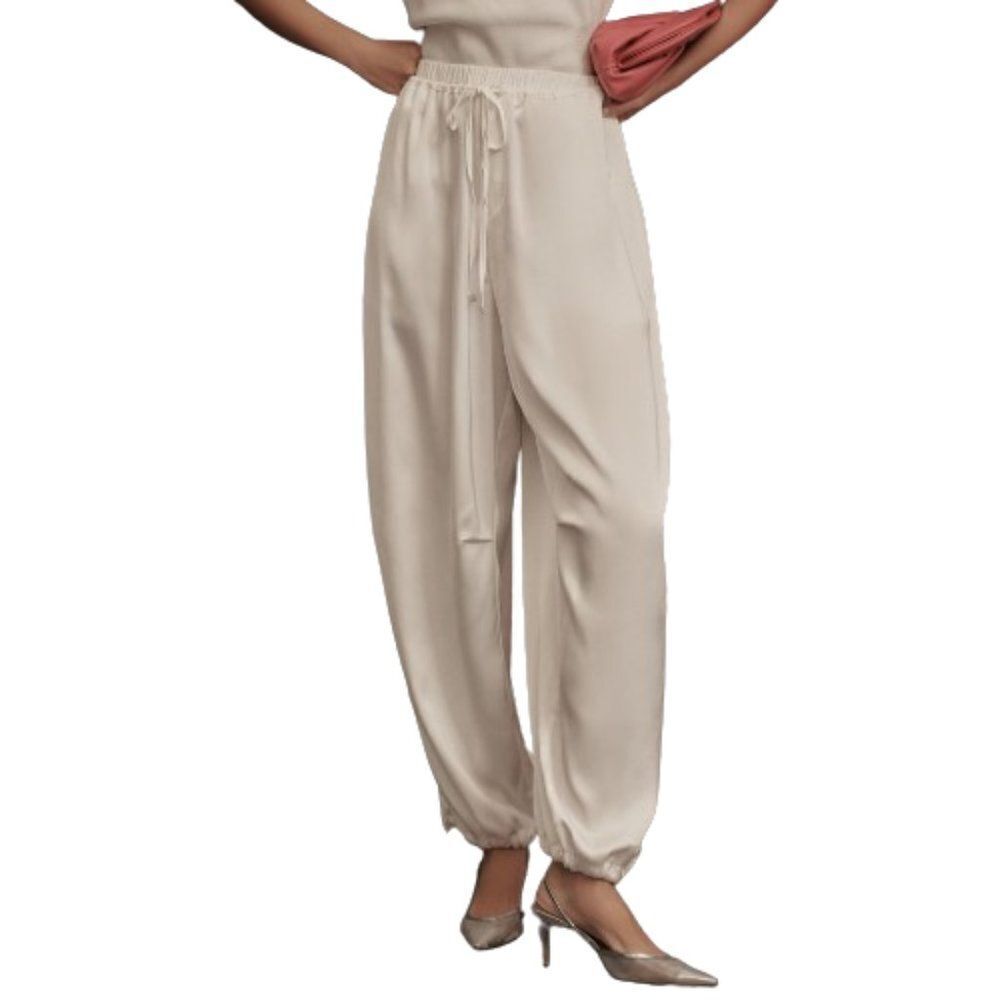 Maeve By Anthropologie Women's White Silky Parachute Pants Size Medium